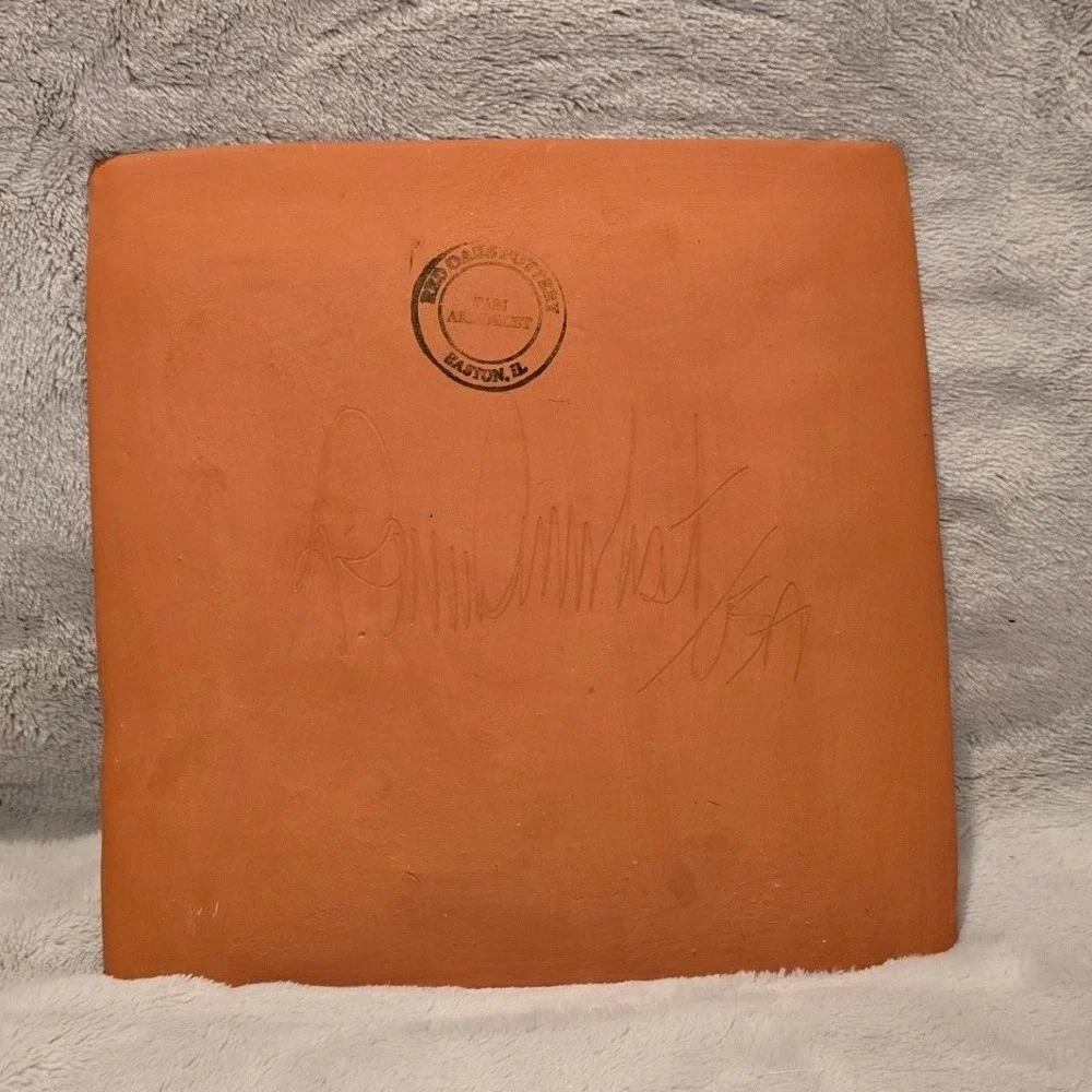 Red Oak Pottery One Cat Just Leads To Another Terracotta Art Tile Easton IL 7in